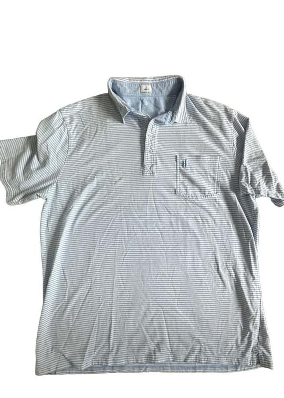 Men’s XL Johnnie-O Hangin' Out Striped Lifestyle Golf Polo Shirt Blue White Pock